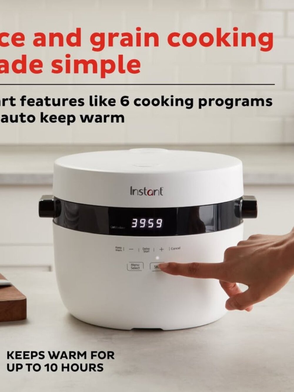 Instant Pot 12 Cup Rice Grain Cooker Carb Reduce Slow Cooker Steamer Sauté White